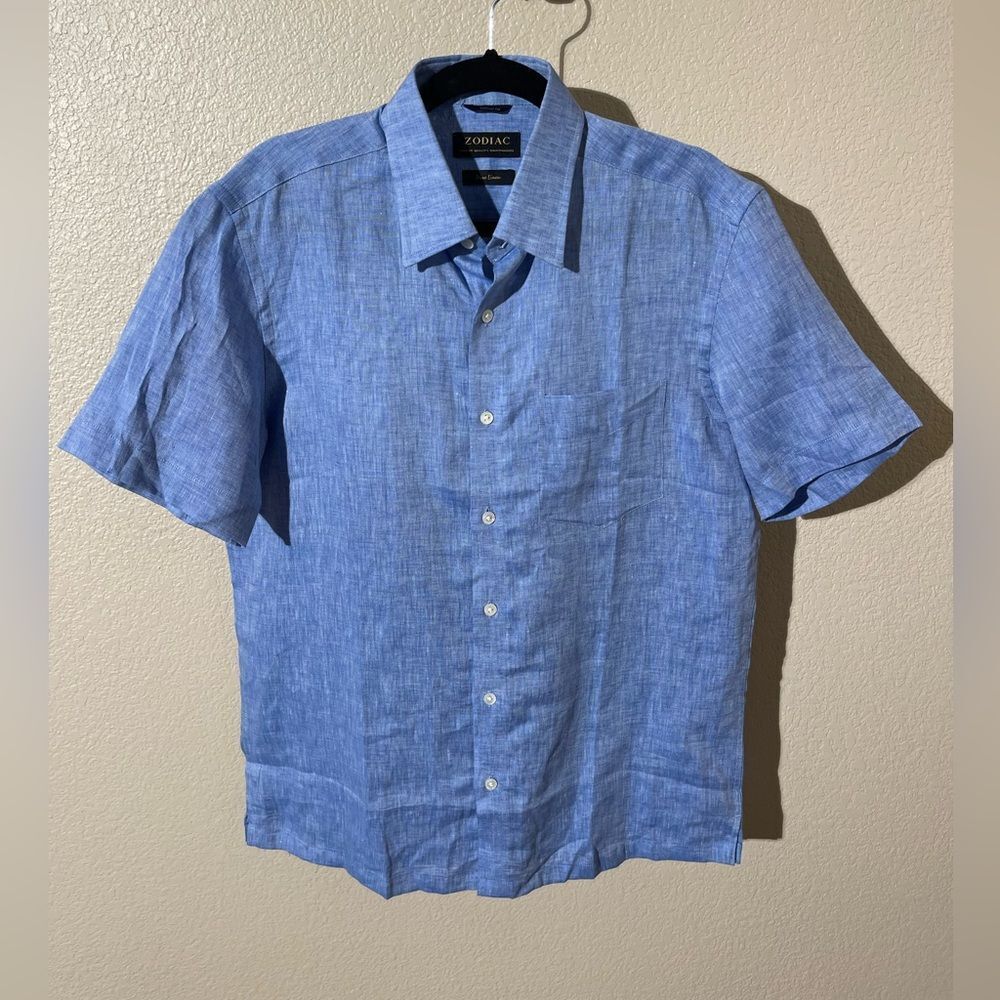 Zodiac Light Blue Casual Button Down Shirt